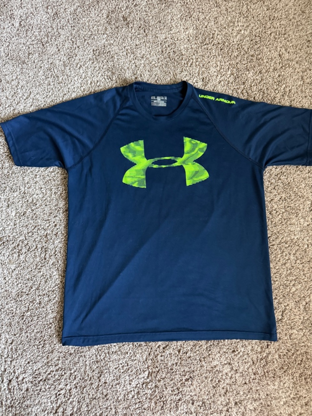 Under Armour Navy Tee with Neon Green Logo